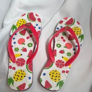 Kate Spade Fruit Print Sandals with Pink Straps 8
